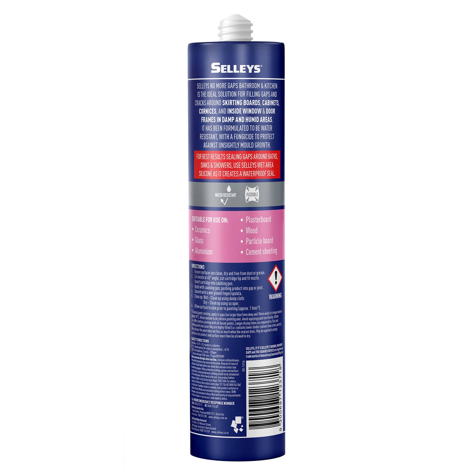 Selleys No More Gaps Bathroom & Kitchen Gap Filler 410g White - Paintable, Mould-Resistant