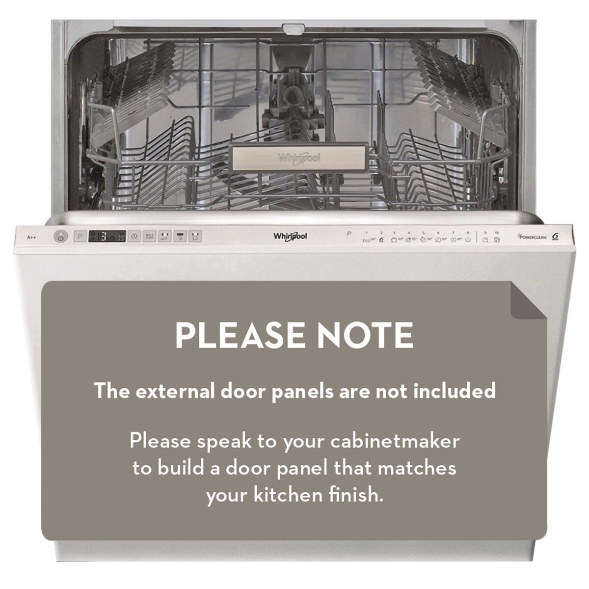 Whirlpool PowerClean Fully Integrated Dishwasher - 15 Place Settings, 6th Sense, Turbo Wash - WIO3033PELAUS