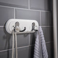 Adoored 2 Double Chrome Hook Rack - 225mm x 70mm x 70mm - White/Chrome - Durable - SuperSaverAU - view 5