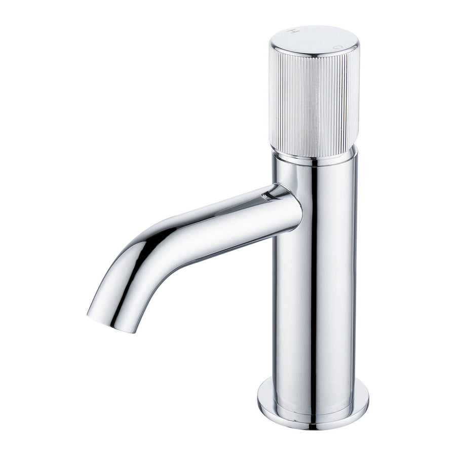 Mondella Resonance 25mm Chrome Textured Handle Curved Spout Basin Mixer 6L/min WELS 5 Star