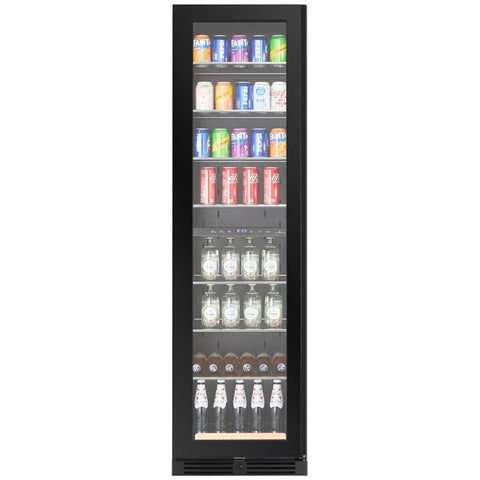 KingsBottle 245L Slim Beverage Fridge - Black, Left Hinge, Inverter Compressor - KB245BX-BK-LHH