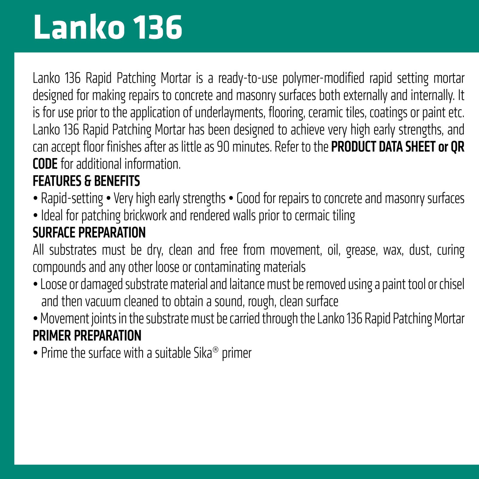 Davco Lanko 136 Rapid Patching Mortar 5kg, Cement Based, Grey