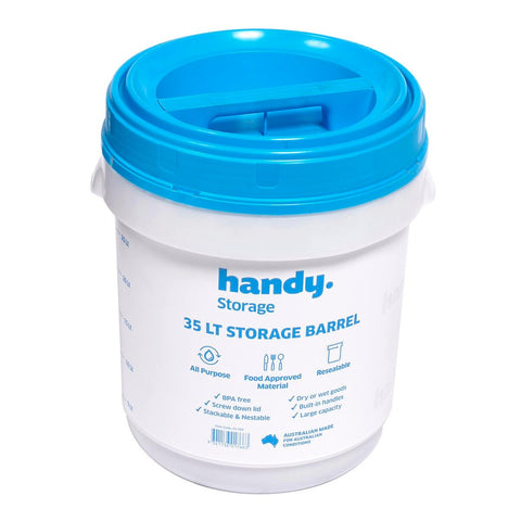 Handy 35L Storage Barrel - BPA-Free Plastic - Stackable - Durable - SuperSaverAU - view 1
