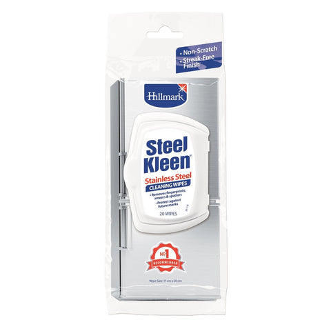 Hillmark Steelkleen Stainless Steel Cleaning Wipes 20 Pack - Woven Cloth - Streak-Free Finish - Easy To Use - SuperSaverAU - view 1