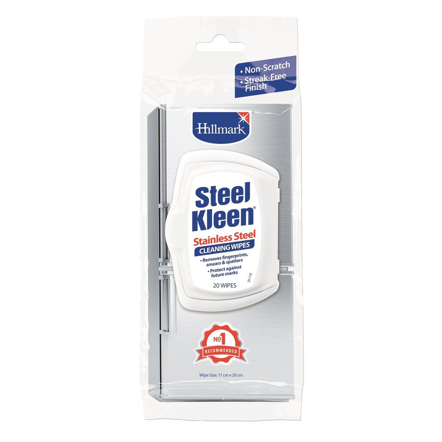 Hillmark Steelkleen Stainless Steel Cleaning Wipes 20 Pack - Woven Cloth - Streak-Free Finish - Easy To Use - SuperSaverAU - view 1
