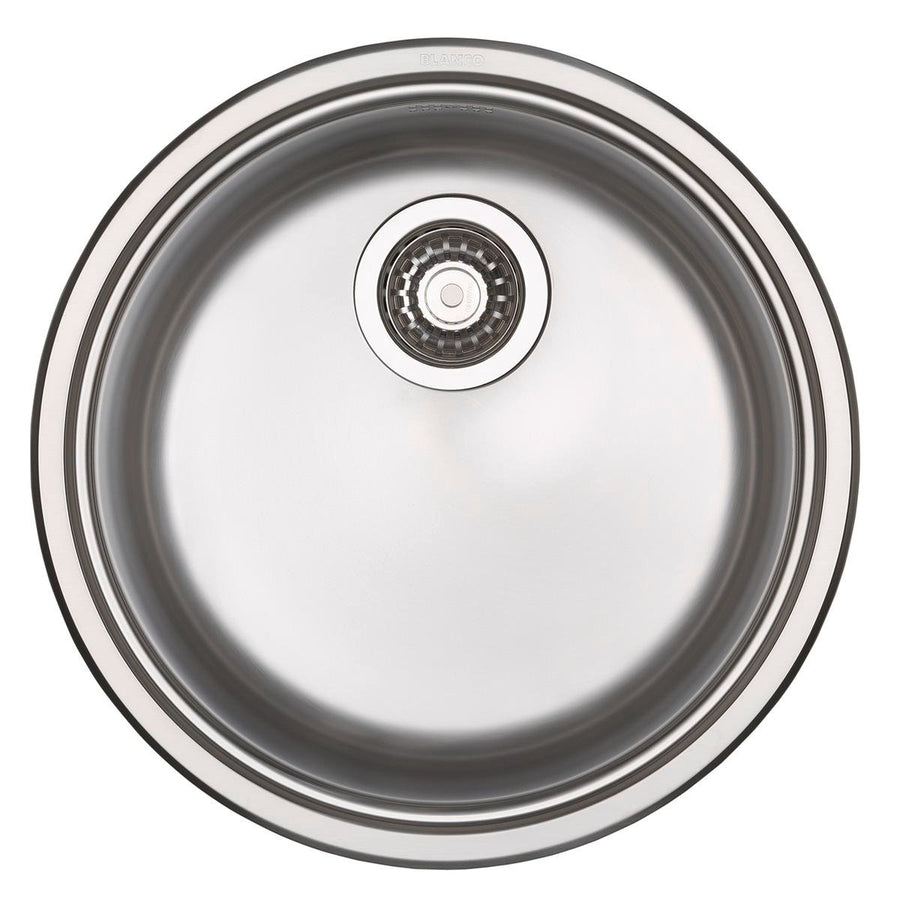 Blanco Large Round Inset Sink 45cm Brushed Stainless Steel Durable - SuperSaverAU - view 1