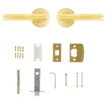 Ikonic Knurled Privacy Lever Set Brushed Brass, Zinc Construction, Snib Lock for Bathroom & Bedroom Doors
