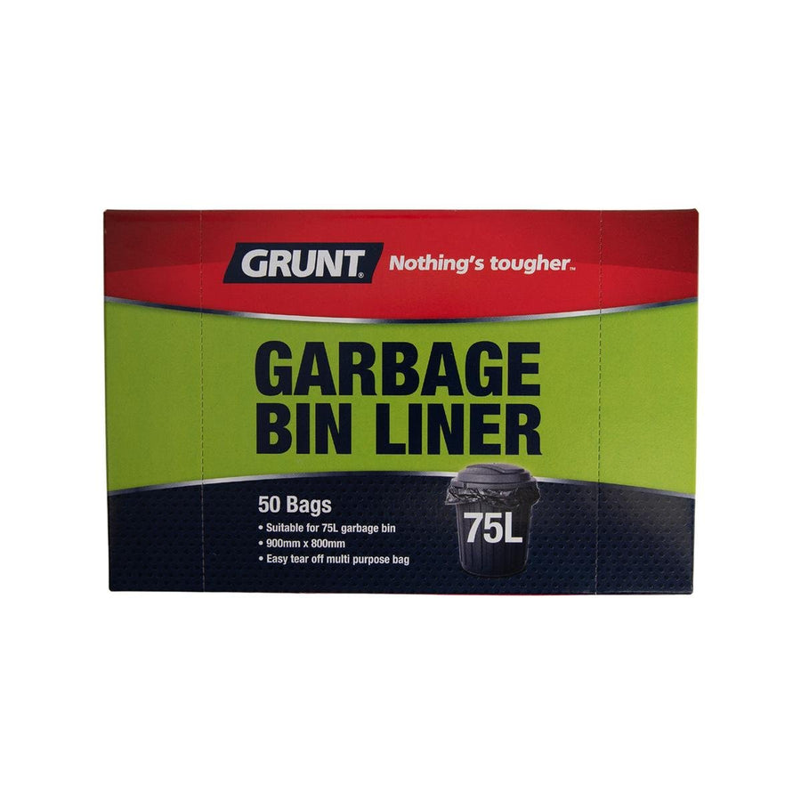 Grunt Rubbish Bags 75L 50 Pack 900 x 800mm Black - SuperSaverAU - view 1