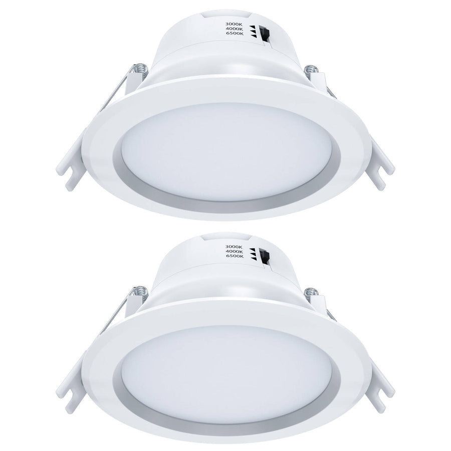 Arlec 9W 92mm Tri-Colour Dimmable LED Downlight Recessed Lens 240V White 2 Pack ALD285P2