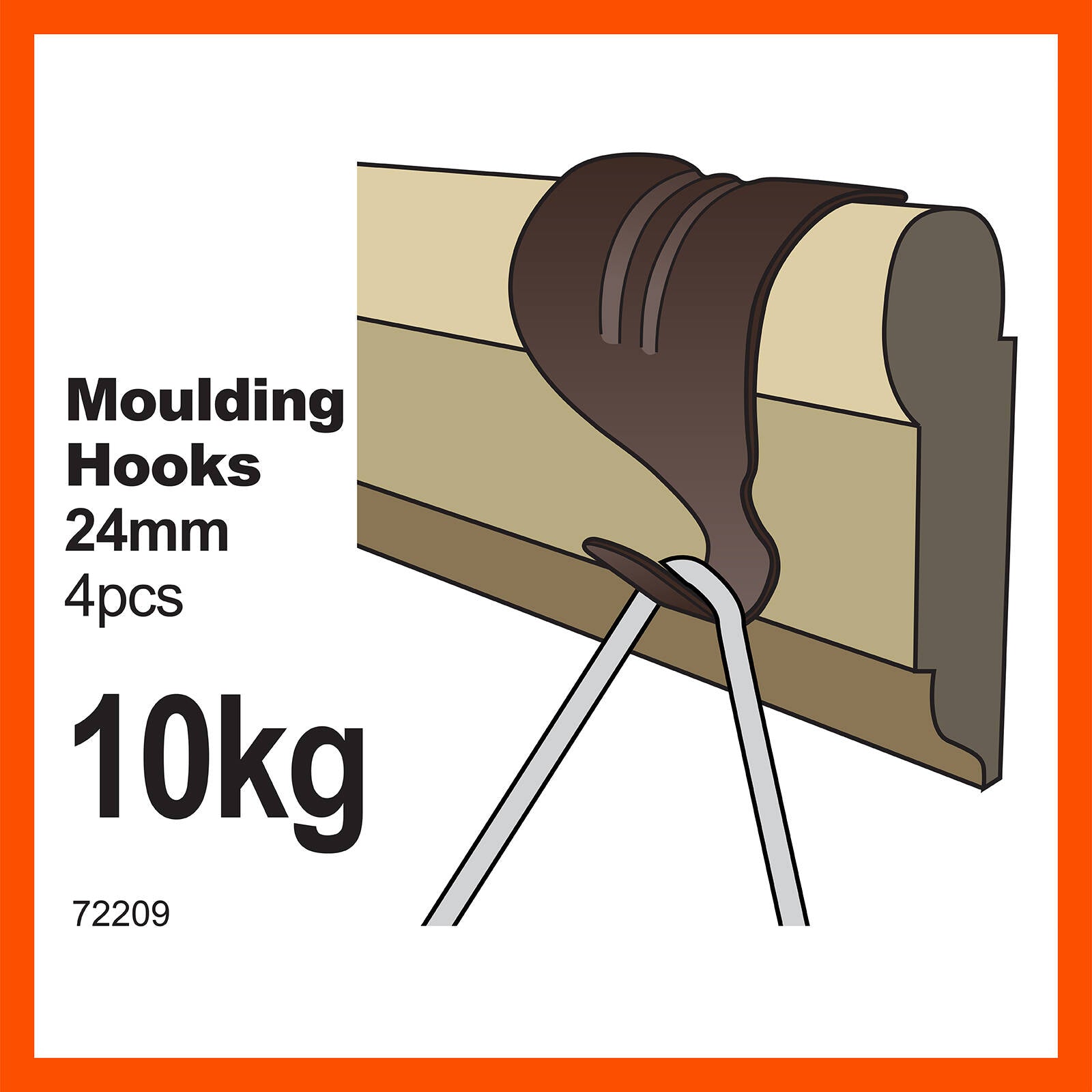 Everhang 10kg Florentine Bronze Steel Picture Hanging Moulding Hook - 4 Pack