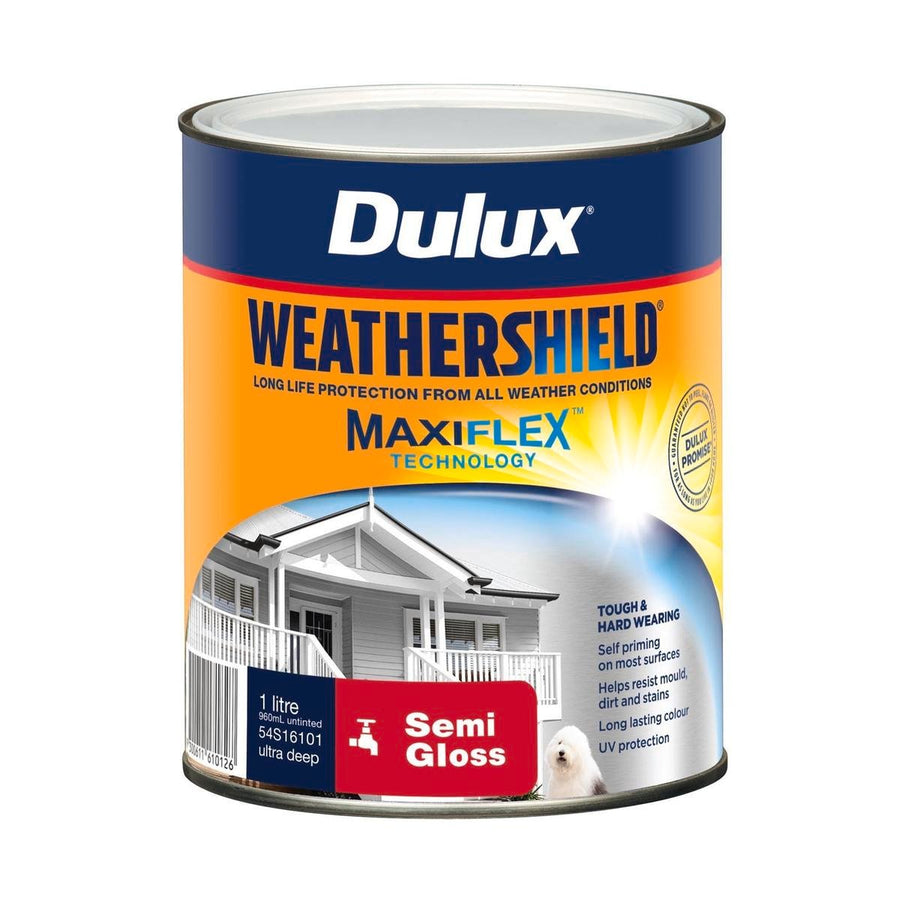 Dulux Weathershield Semi Gloss Exterior Paint 1L Ultra Deep 110mm x 137mm - SuperSaverAU - view 1