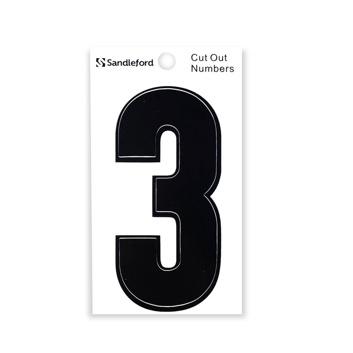 Sandleford Self Adhesive House Number 3 - 85mm Black Cut Out - SuperSaverAU - view 1