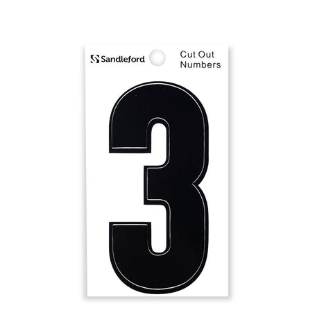 Sandleford Self Adhesive House Number 3 - 85mm Black Cut Out - SuperSaverAU - view 1