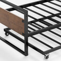 Zinus Ironline Single trundle bed frame set - black steel, daybed with hidden trundle - AU-IRDBS-39