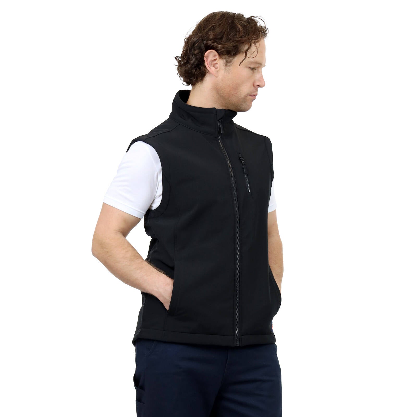 Citeco Black Soft Shell Vest - Reflective, Polyester Elastane, Men's Small