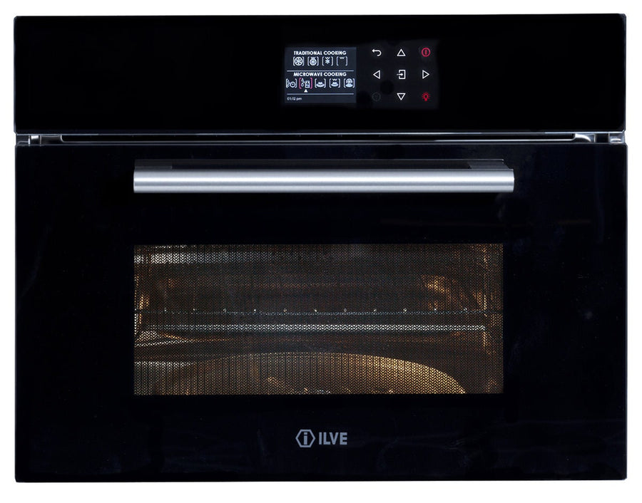ILVE 60cm compact built-in combi-microwave oven - 35L, CHEF-Assist, black glass, touch controls - ILCM45BV