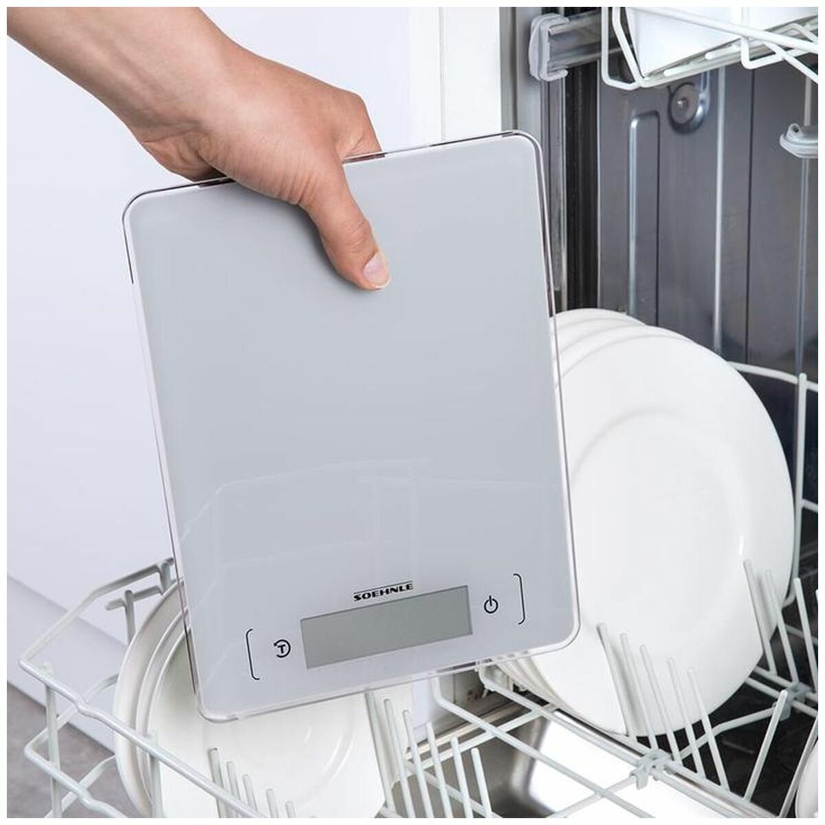 Leifheit Aqua Proof Kitchen Scale - Waterproof Housing and 10kg Maximum Weight - Silver - S66225