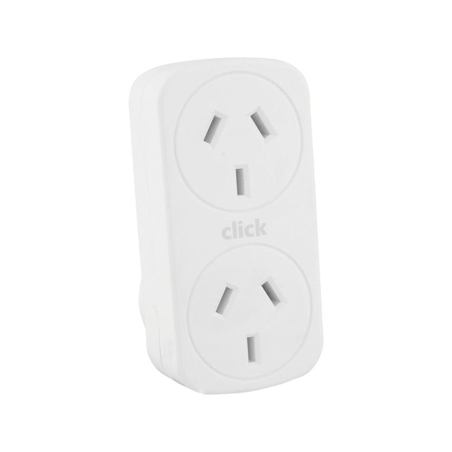 Click White Vertical Double Adaptor - SuperSaverAU - view 1