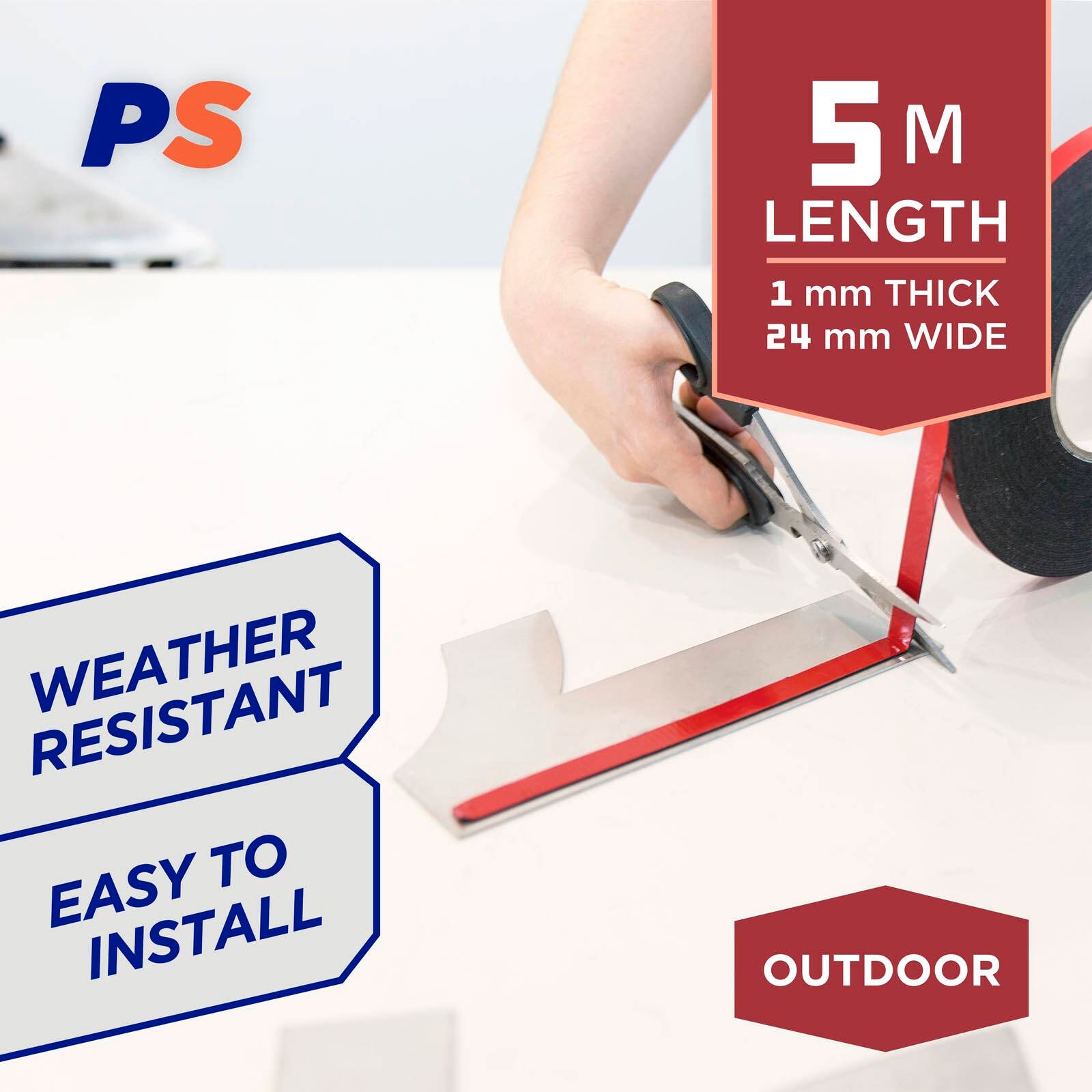 Permastik 5m x 24mm Black Foam Outdoor Mounting Tape