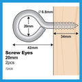 Everhang 20mm Zinc Plated Screw Eye Hook 2pk - Silver - Model 72435 - SuperSaverAU - view 4