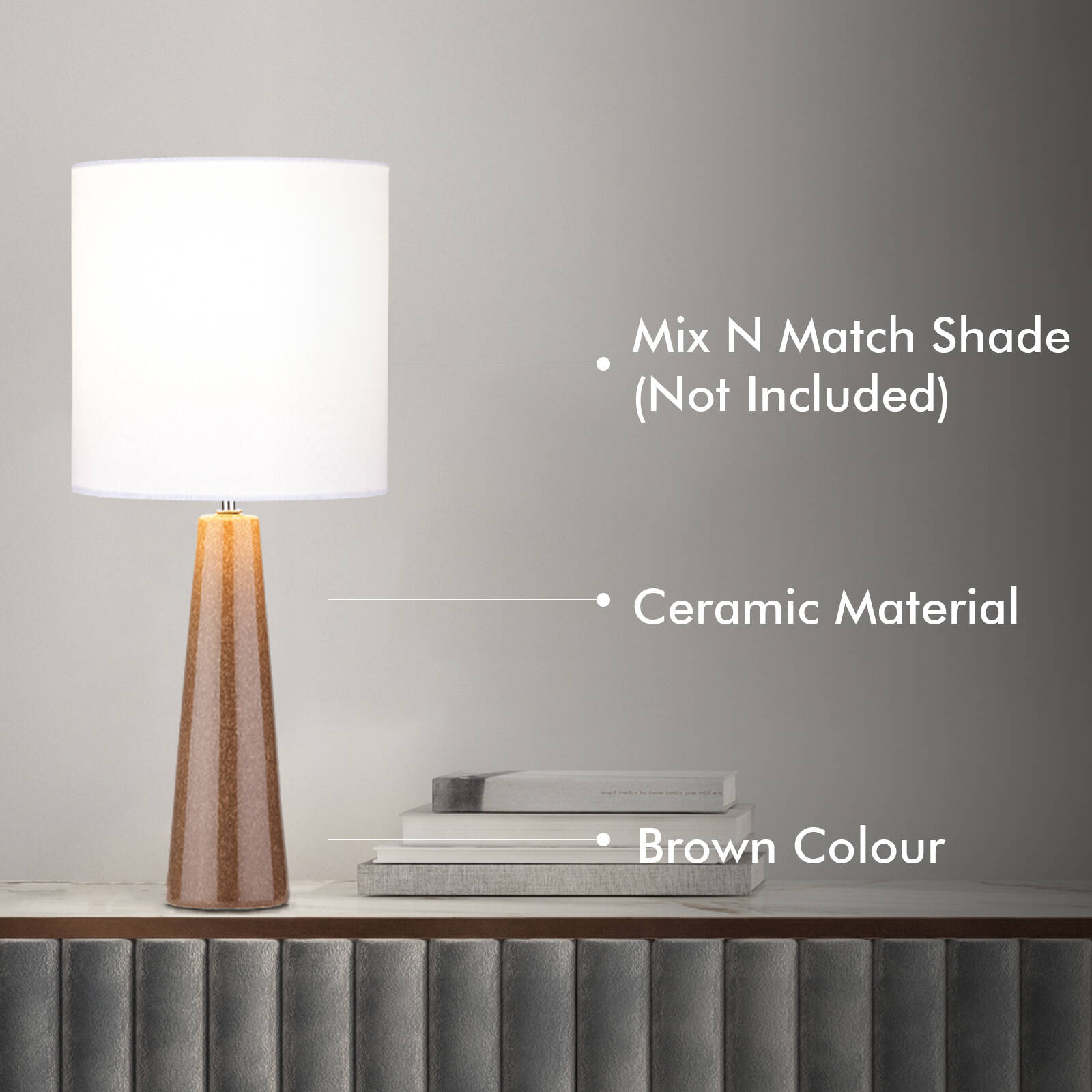 Verve Design Caria Ceramic Lamp Base Brown E27 25W AM021BN