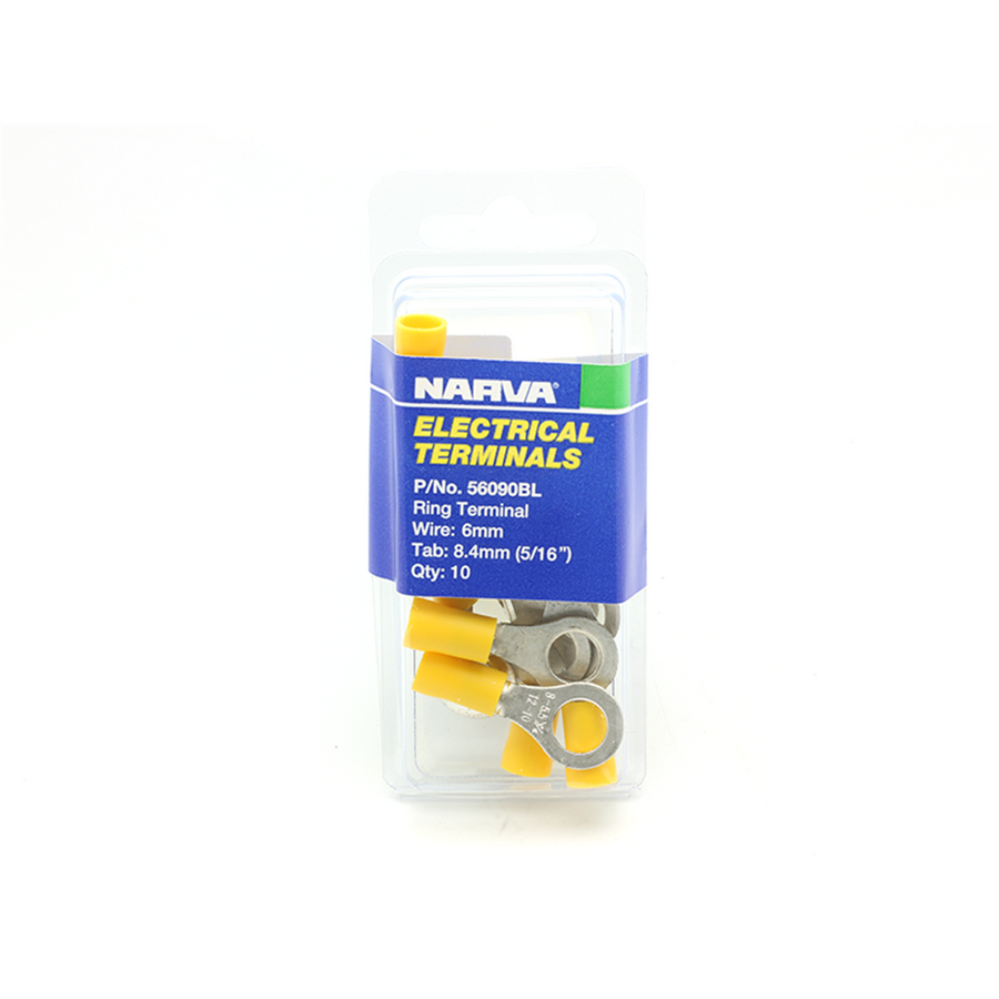 Narva Yellow Flared Vinyl Insulated Ring Terminal 8.4mm 20 Pack - SuperSaverAU - view 1
