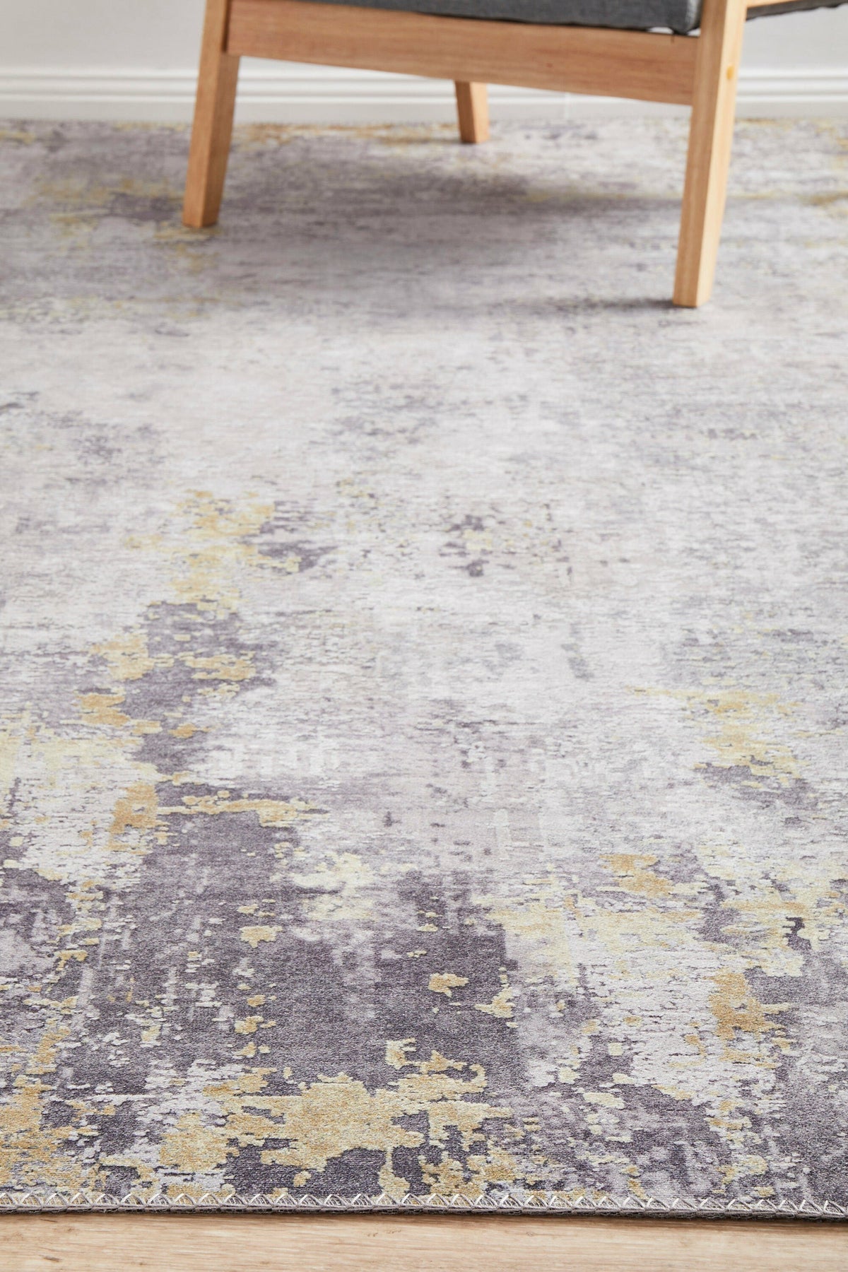 Rug Culture Illusions Large Power Loomed Rug 280x190cm - Silver and Gold Polyester - ILU156GOLD280X190