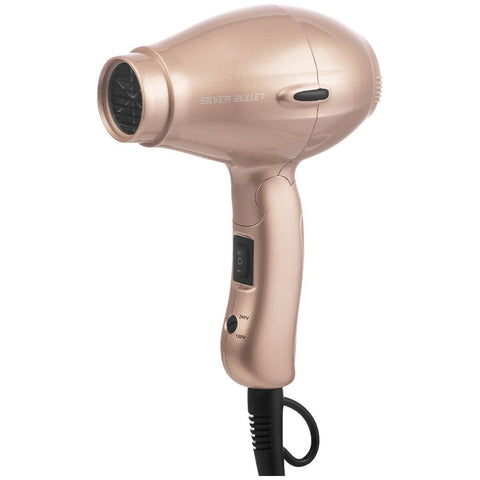 Silver Bullet Runway Foldable Travel Hair Dryer 1200W - Champagne, 12m/s Airflow, Dual Voltage - 900423