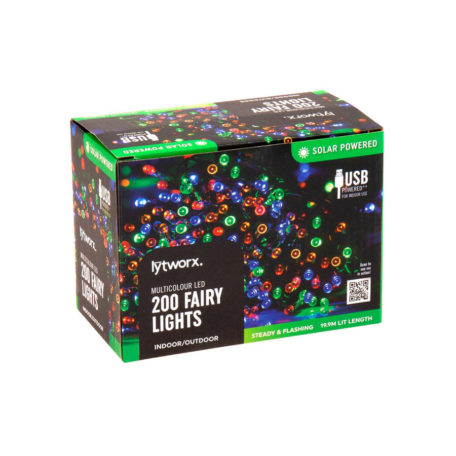 Lytworx Multicolour Solar USB Fairy Lights 200 Pack - 19.9m Length - Versatile - SuperSaverAU - view 1