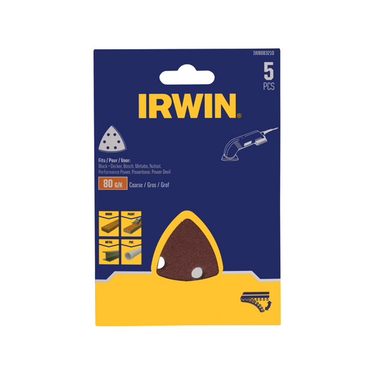 Irwin 80 Grit Detail Sheets 5 Pack - 110mm x 170mm - Medium Stock Removal