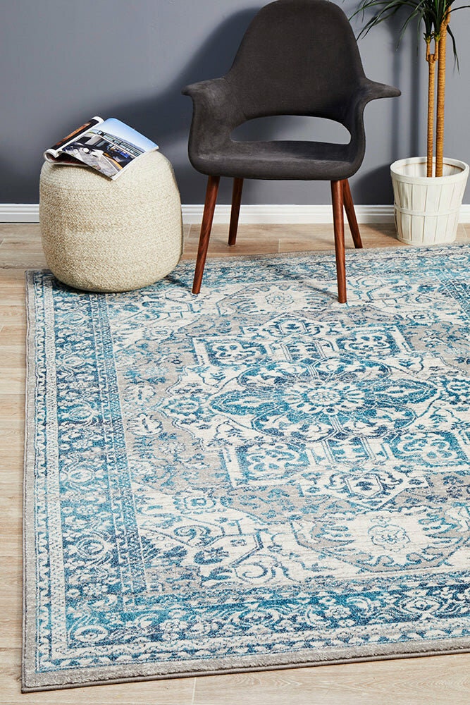 Rug Culture Babylon Medium Rug 230x160cm - Blue Polypropylene, Jute Weft Backing - BLN207BLUE230X160