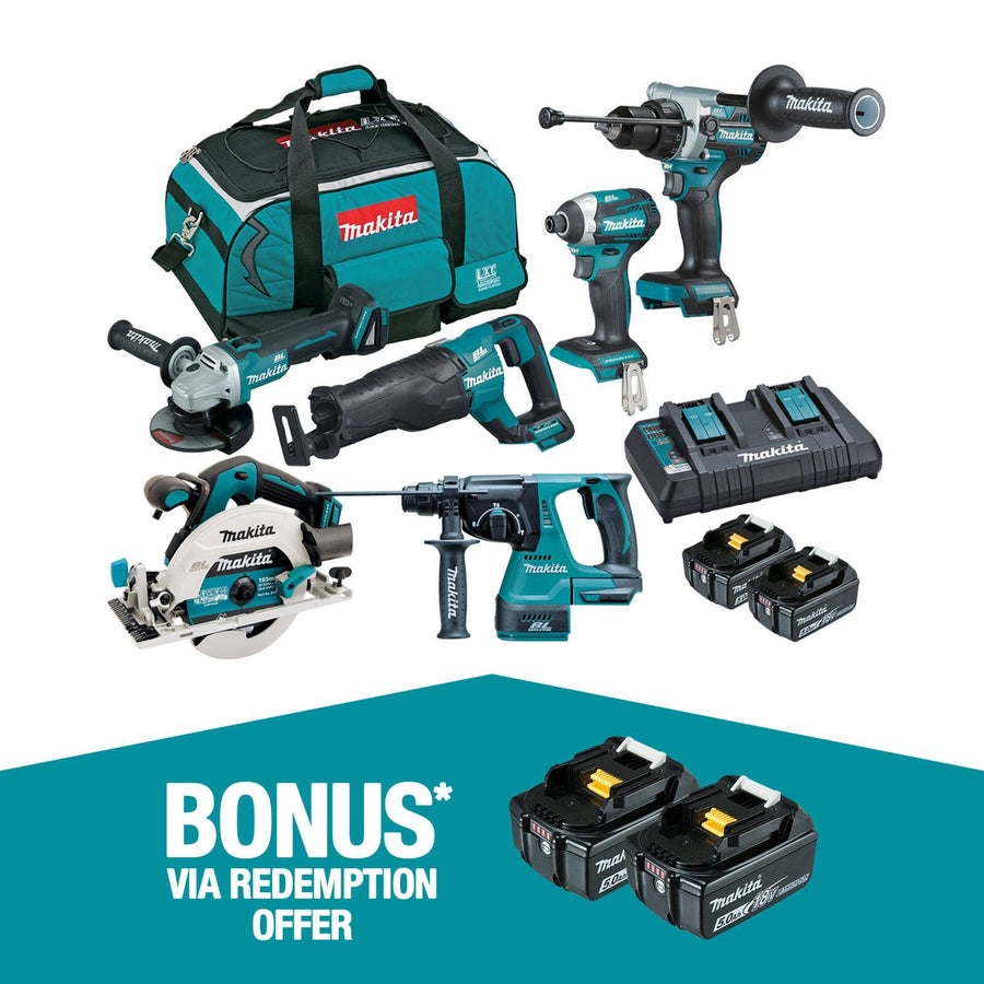 Makita Brushless 6 Piece Combo Kit DLX6109TX1 - 18V - Includes 2 Batteries - Rapid Charger - Carry Bag - SuperSaverAU - view 1