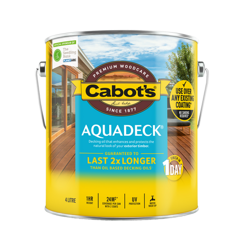 Cabot's 4L Jarrah Aquadeck Water Based Exterior Decking Oil