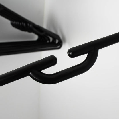Practa Black Heavy Duty Plastic Tube Clothes Hangers 15 Pack - 445mm x 215mm - Anti-Slip Notches - Extra-Wide Design