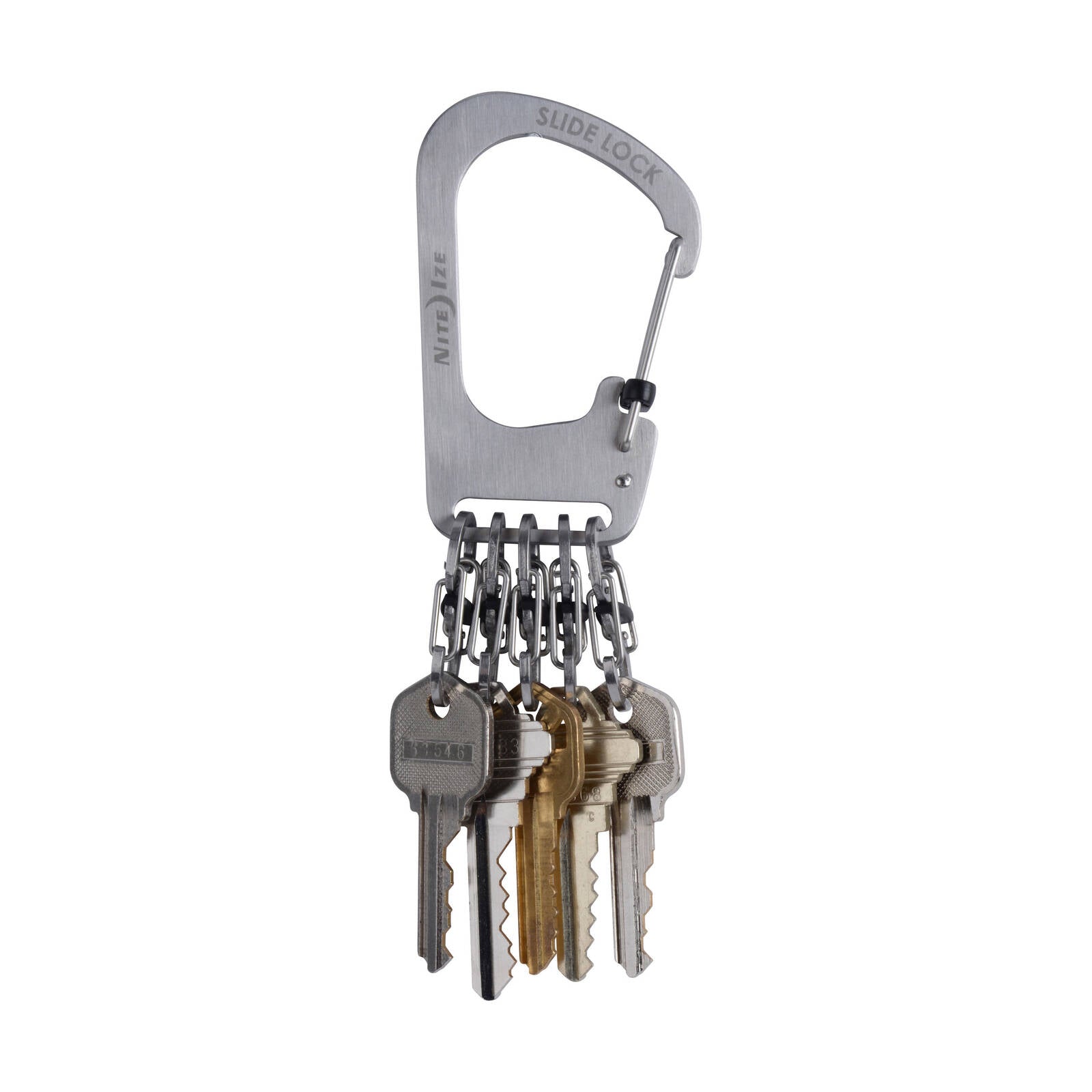 Nite Ize Slide Lock S-Biner KeyRack, 110 x 52mm, Stainless Steel with 5 MicroLocks