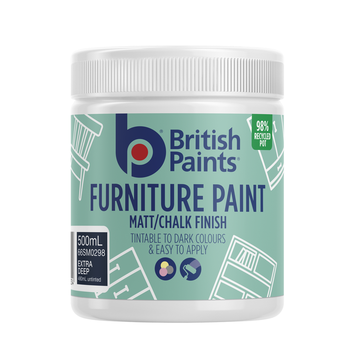 British Paints Extra Deep Furniture Paint 500ml - Durable Acrylic Finish - SuperSaverAU - view 1