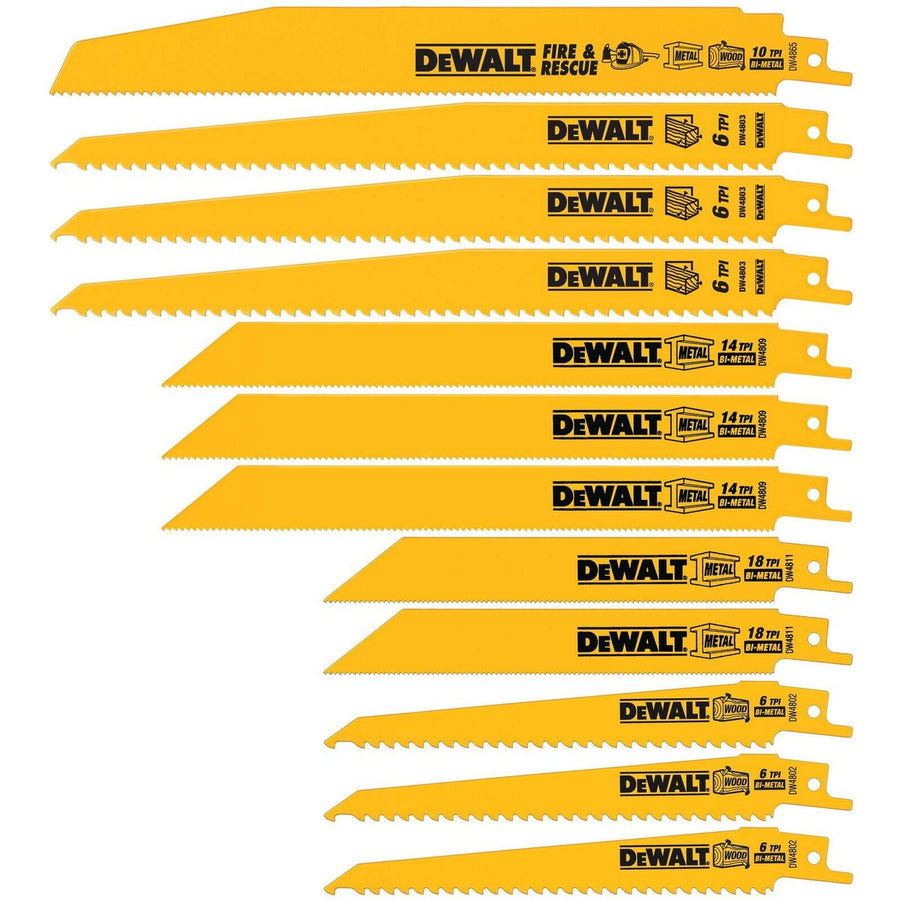 Dewalt Bi Metal Reciprocating Saw Blade Set 12 Piece - 185mm x 40mm x 320mm - SuperSaverAU - view 1