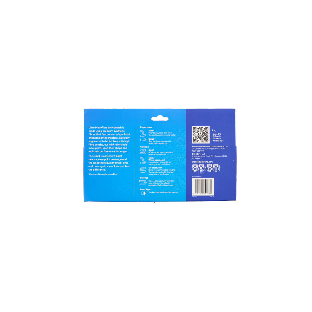 Monarch 100 Mini Rollers - 10mm Nap - 5 Pack - Ultra-Smooth Finish - Blue - SuperSaverAU - view 2