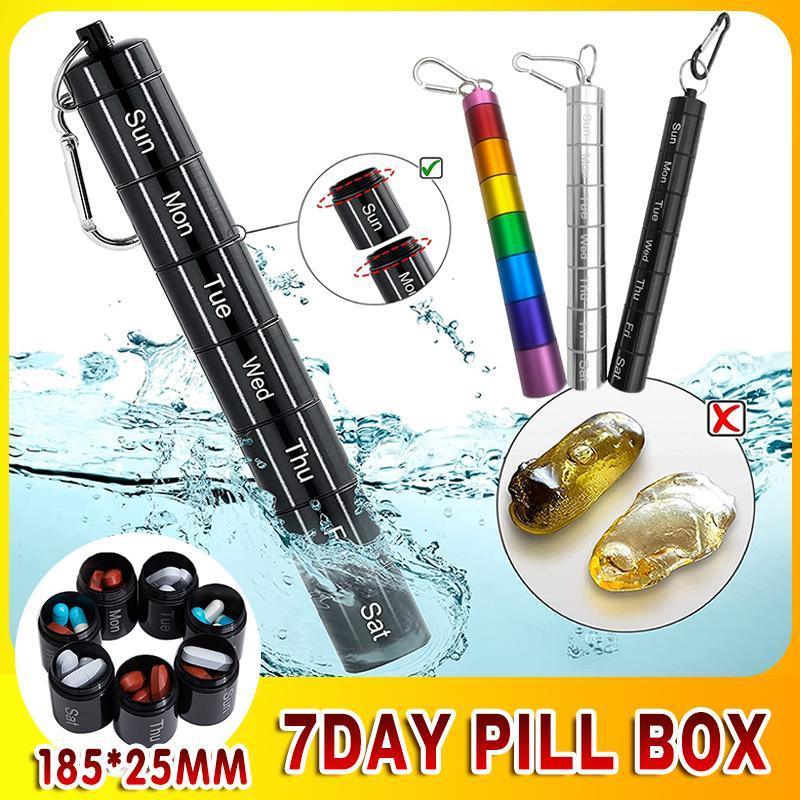 7 Day Pill Organiser Tube, Aluminium Alloy - Black - view 2