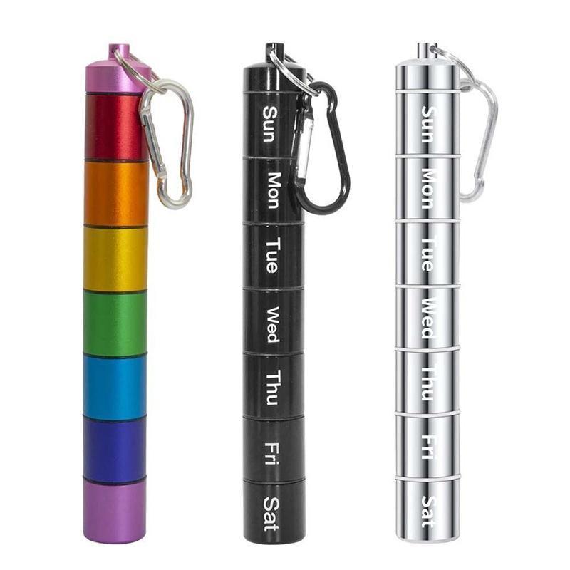 7 Day Pill Organiser Tube, Aluminium Alloy - Black - view 3