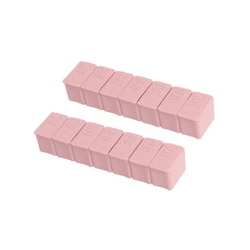 7 Day Weekly Pill Box Organiser, Set of 2 - Pink