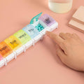 7 Day Weekly Pill Organiser Box with Push Button Rainbow Compartments, Travel Case - view 4