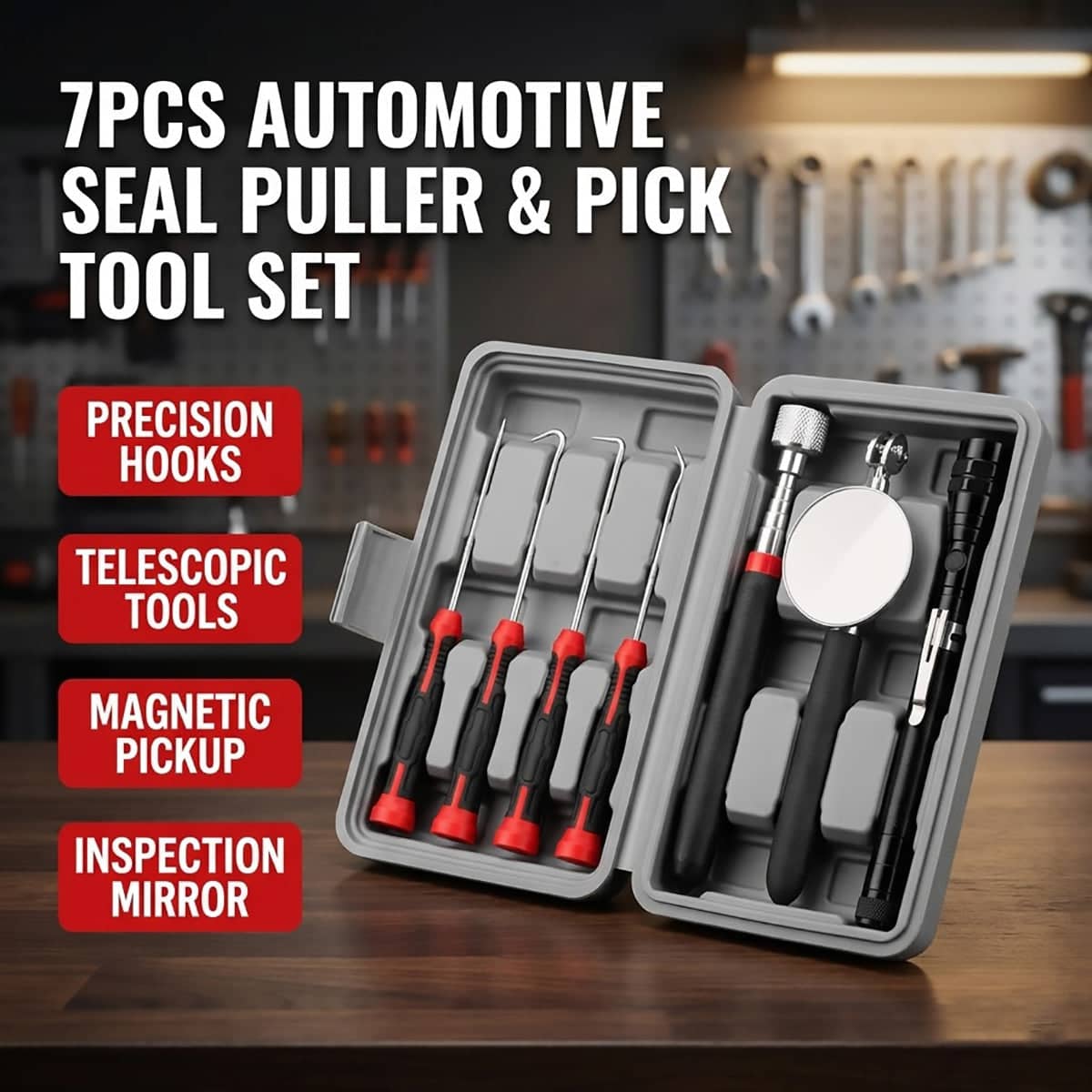 7 Piece Automotive Seal Puller and Pick Tool Set in Case
