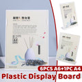 7-Piece L-Shaped Table Sign Holder Set, White Plastic Display Board