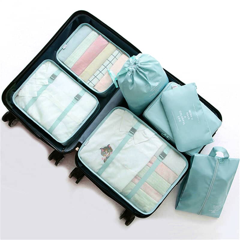 7-Piece Travel Packing Cubes Set - Aqua Blue - view 4