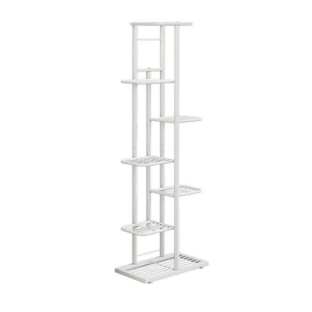 7 Tier Metal Plant Stand - White, Indoor Outdoor Vertical Garden Rack