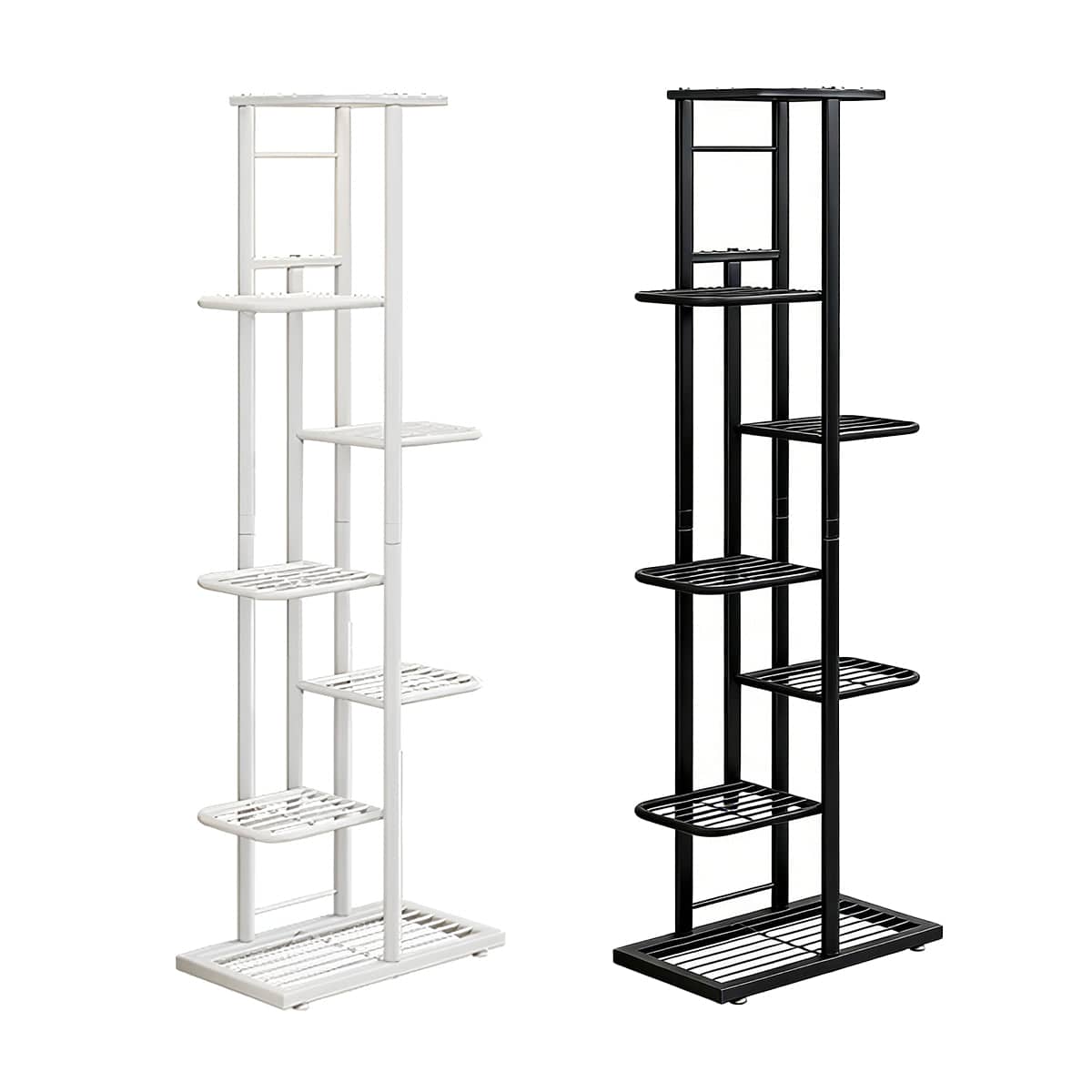7 Tier Metal Plant Stand - White, Indoor Outdoor Vertical Garden Rack - view 3