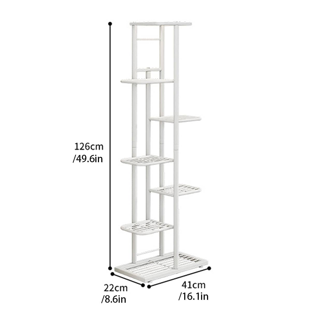 7 Tier Metal Plant Stand - White, Indoor Outdoor Vertical Garden Rack - view 4