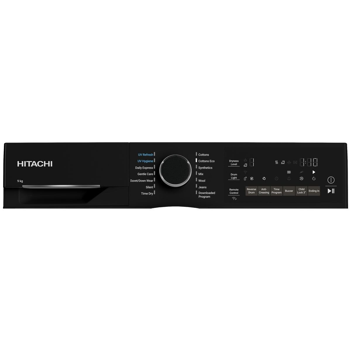 Hitachi 9kg Heat Pump Dryer - Grey, 9 Star Energy Rating, Sensor Drying, 61dB Operation - TD-90XKVEUVM