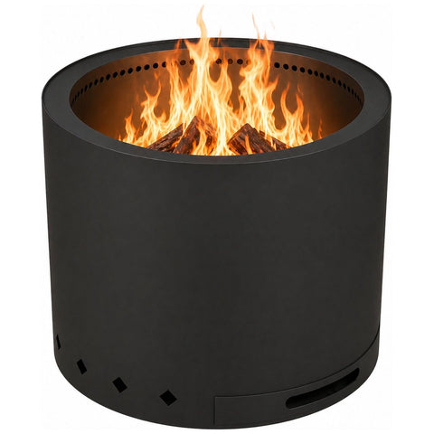 Havana Noke Smokeless Portable Wood Fire Pit - Stainless Steel - Black Powder-Coated Exterior - 10004940